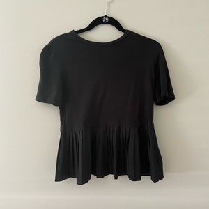 Zara Black Peplum Short Sleeve Top